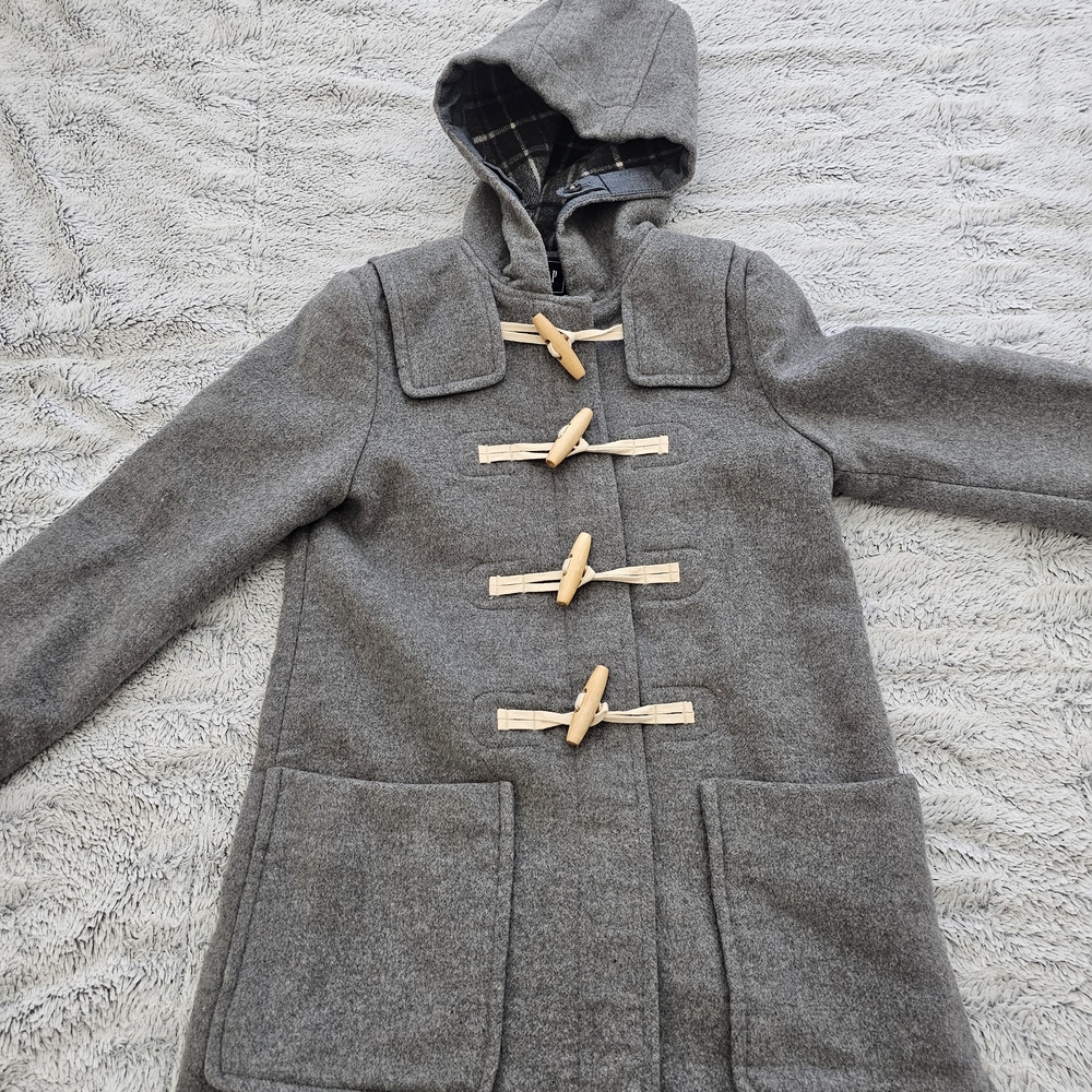 GAP Gray Hooded Toggle Coat